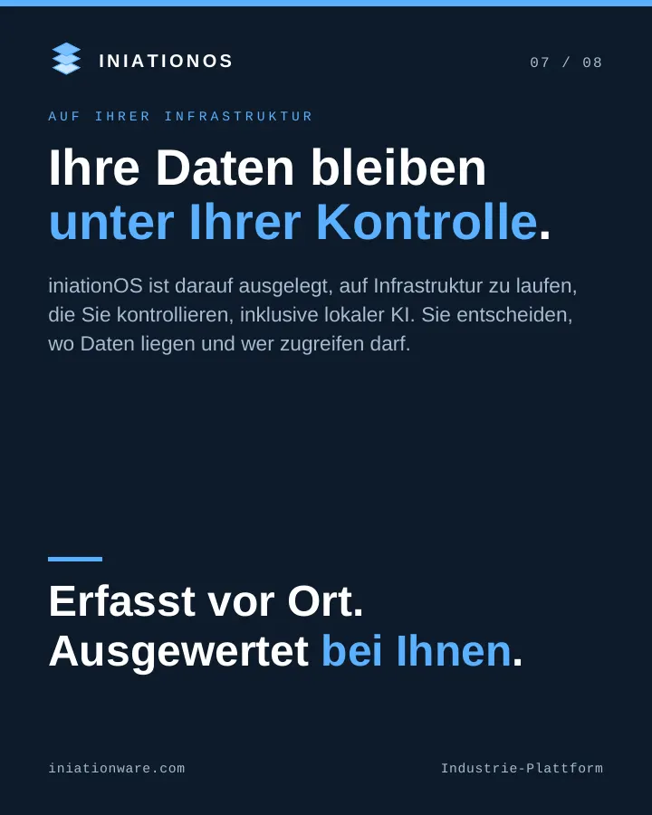 iniationOS läuft auf Infrastruktur, die Sie kontrollieren, inklusive lokaler KI.